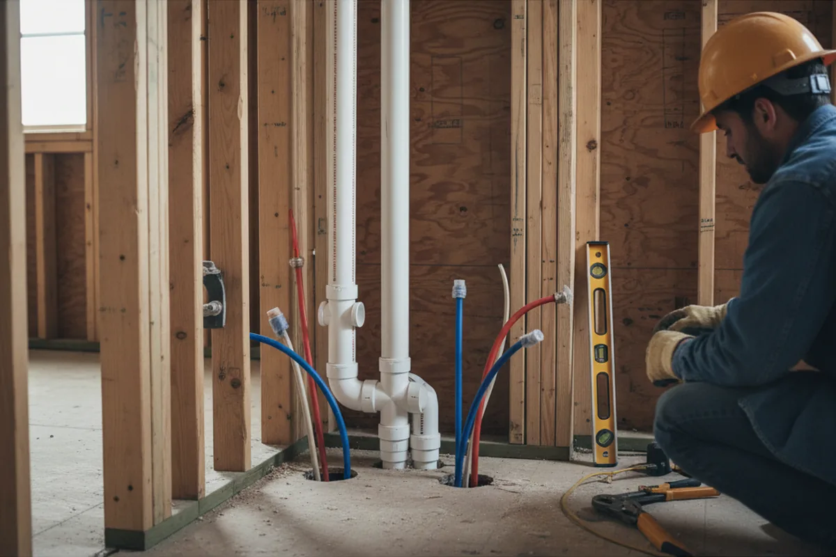 Drain and supply rough-in during Drain Cleaning in Lodi